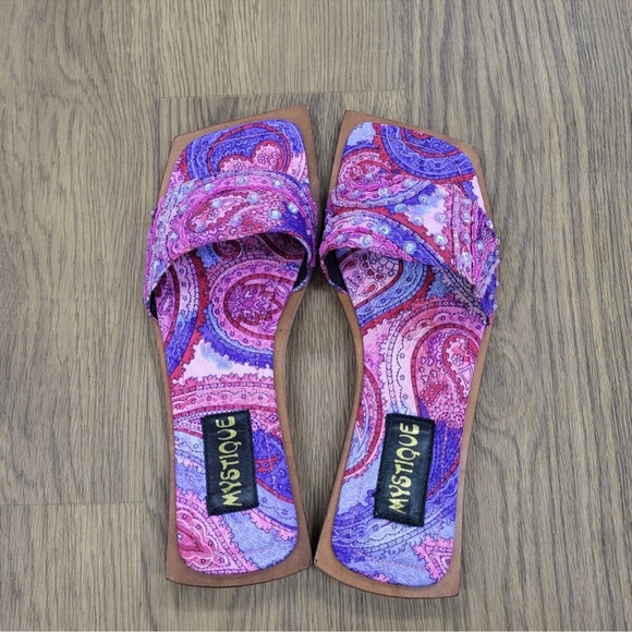 MYSTIQUE BOUTIQUE | Pink Multicolor Slip On Sandals - Picture 3 of 5